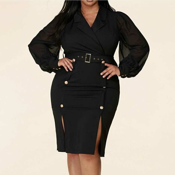 ❤️BRAND NEW! L’ATISE BY AMY PLUS SIZE BLACK BLAZER DRESSES - Picture 2 of 16